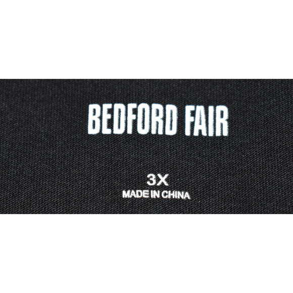 BEDFORD FAIR Black Short Sleeve T-Shirt Women's 3X V neck Comfy soft fabric Goth - Picture 3 of 5